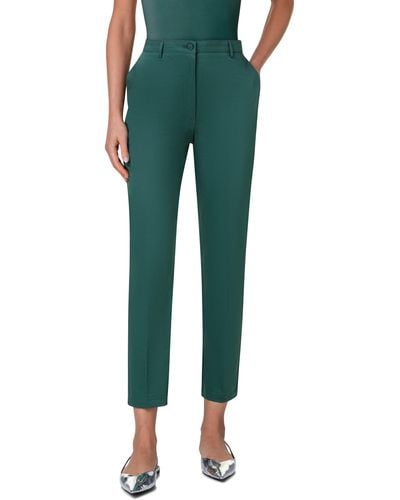 Akris Punto Fred Stretch Cotton Tapered Ankle Pants - Green