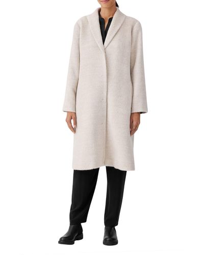 Eileen Fisher Shawl Collar Alpaca & Wool Blend Coat - Natural