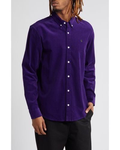 Carhartt Madison Cotton Corduroy Button-down Shirt - Purple