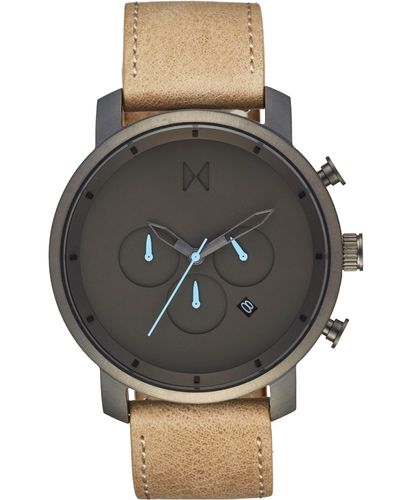 MVMT Chronograph Leather Strap Watch - Black