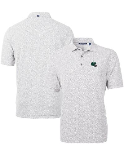 Cutter & Buck Gray New York Jets Helmet Virtue Eco Pique Botanical Print Recycled Polo - White