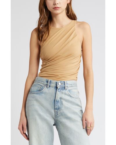 Open Edit Side Ruched Tank - Blue