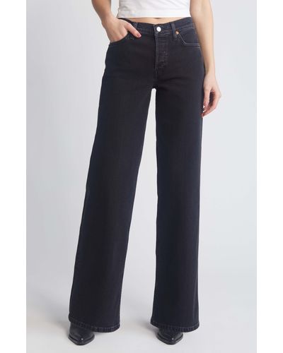 RE/DONE Mid Rise Wide Leg Jeans - Black
