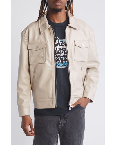 DIET STARTS MONDAY Faux Leather Jacket - Natural