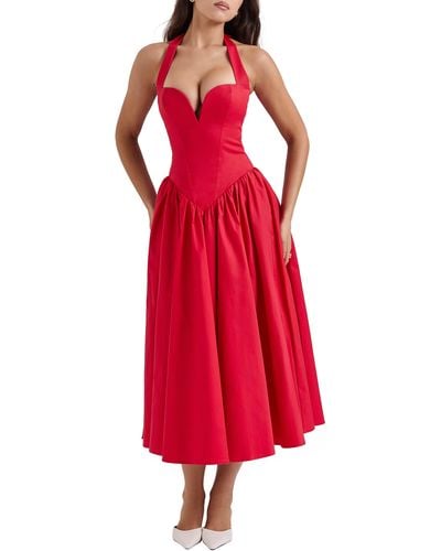 House Of Cb A-line Halter Dress - Red