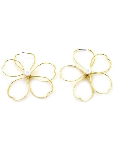 Panacea Imitation Pearl Center Wire Flower Earrings - Multicolor