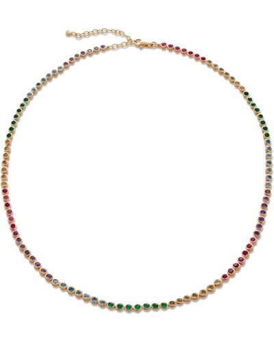 Monica Vinader Rainbow Stone Tennis Necklace - White