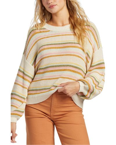 Billabong Sheer Love Stripe Cotton Blend Sweater - Natural