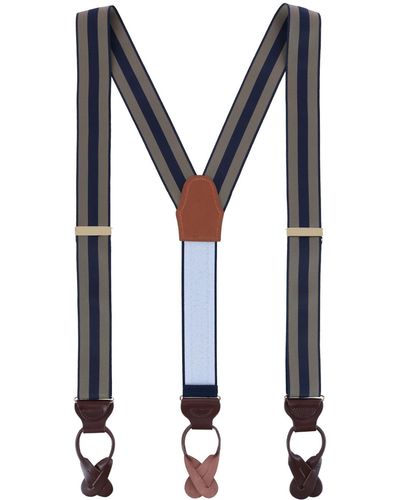 Trafalgar Balint Stripe Grosgrain Suspenders - Blue