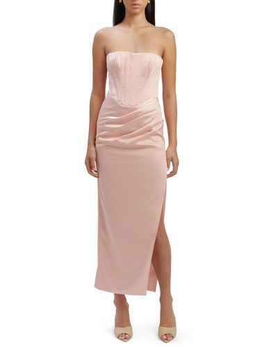 Bardot Everlasting Corset Strapless Satin Gown - Pink
