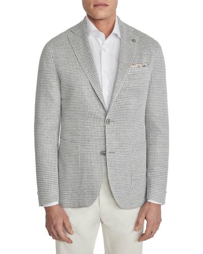 Jack Victor Queens Houndstooth Knit Linen Blend Sport Coat - Gray