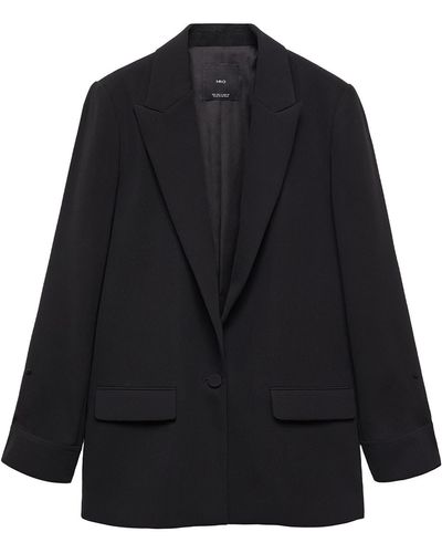 Mango Single Breasted Suit Blazer - Black