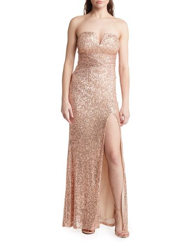 l`n`l Sequin Strapless Gown - Natural