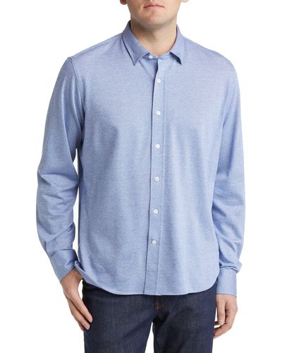 34 Heritage Star Dot Print Cotton Button-up Shirt - Blue