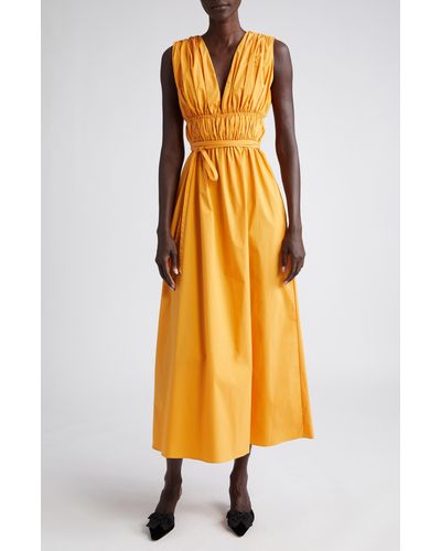 Altuzarra Fiona Ruched Sleeveless Stretch Cotton Dress - Yellow