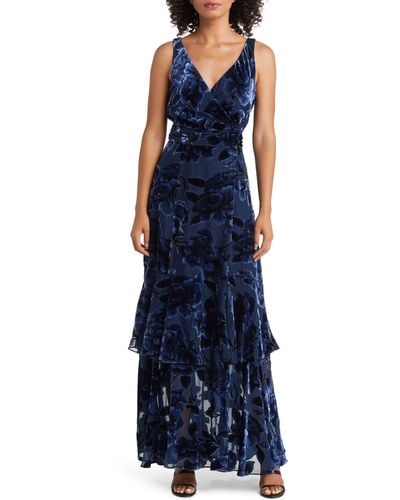 Hutch Bax Burnout Tiered Gown - Blue