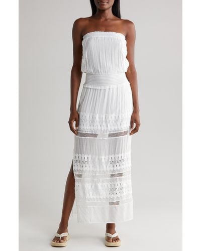 Elan Lace Strapless Cover-up Maxi Dress - White