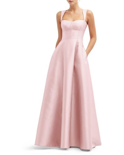 Alfred Sung Bustier Tie Back Gown - Pink