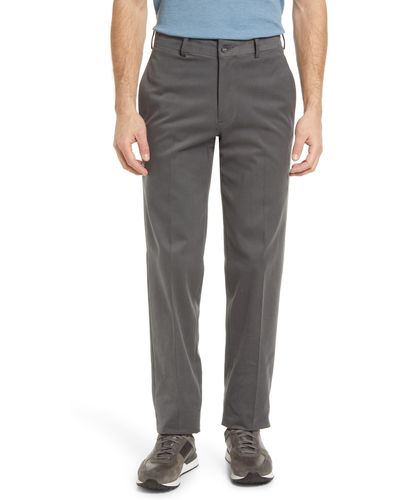 Berle Charleston Khakis Flat Front Brushed Stretch Twill Pants - Gray