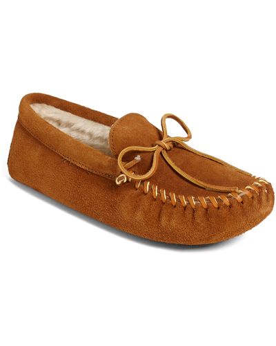 Minnetonka Softsole Slipper With Faux Fur Lining - Brown