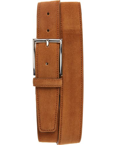 Canali Suede Calfskin Leather Belt - Brown