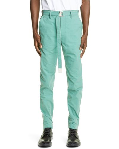 Sacai Belted Oxford Pants - Green