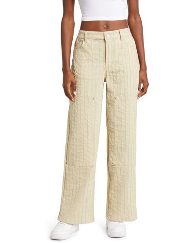 KkCo Thorned Relaxed Fit Quilted Pants - Natural