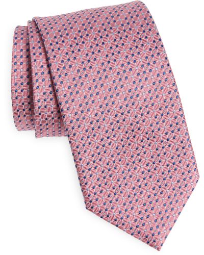 David Donahue Geometric Silk Tie - Pink