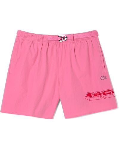 Lacoste Belted Swim Trunks - Pink
