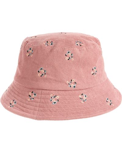 Treasure & Bond Embroidered Corduroy Bucket Hat - Pink