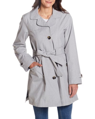 Gallery Belted Raincoat - Gray