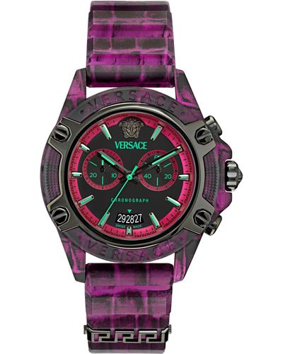 Versace Icon Active Chronograph Silicone Strap Watch - Red