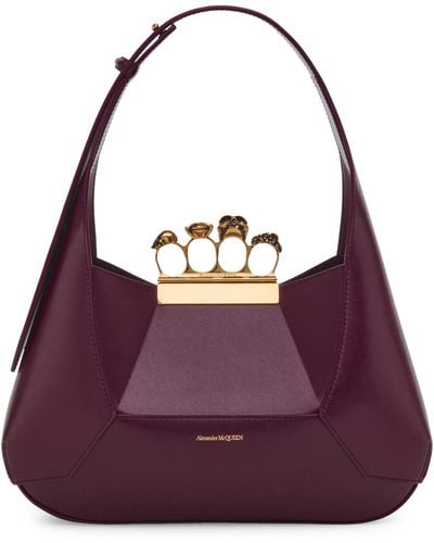 Alexander McQueen Mini Jeweled Leather Hobo - Purple