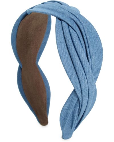Tasha Wide Braided Pleated Headband - Blue