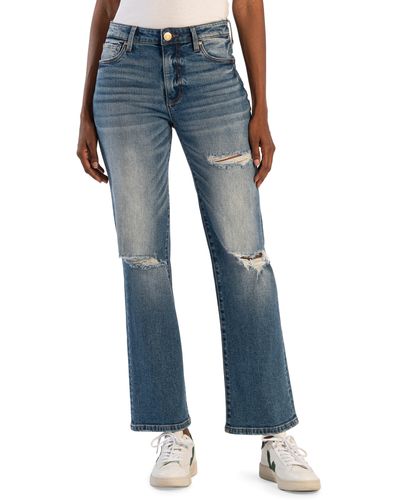 Kut From The Kloth Nadia High Waist Ripped Flare Jeans - Blue
