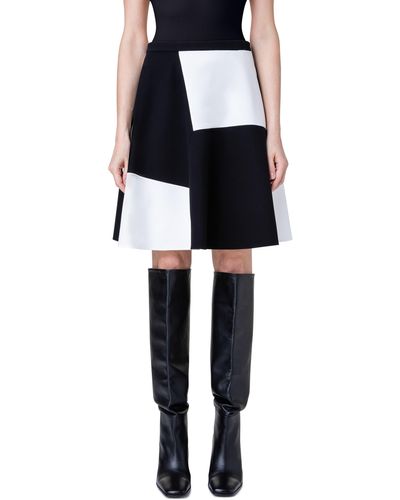 Akris Punto Kaleidoscope Colorblock Jersey A-line Skirt - Black