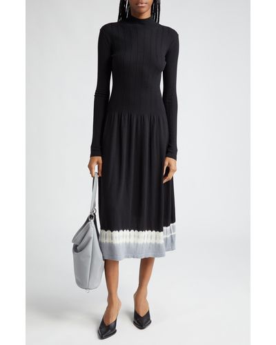 Proenza Schouler Lila Ombré Detail Long Sleeve Merino Wool Sweater Dress - Black