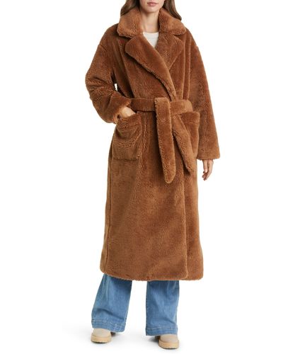 UGG ugg(r) Alesandra Faux Fur Wrap Coat - Brown