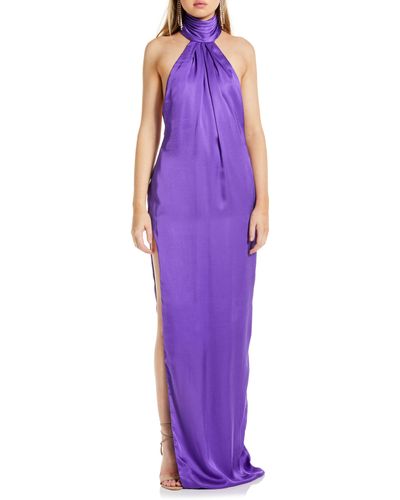 Katie May Sidrit Halter Satin Gown - Purple