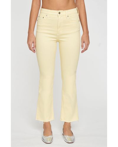 DAZE Shy Girl Distressed Crop Flare Jeans - Yellow