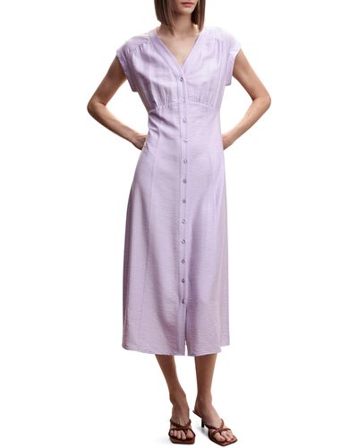 Mango Short Sleeve Shirtdress - Purple