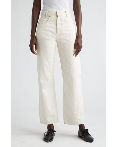 BITE STUDIOS Curved Organic Cotton & Linen Blend Jeans - White