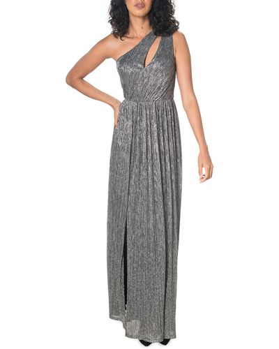 Dress the Population Kienna Shimmer Cutout Detail One-shoulder Gown - Gray