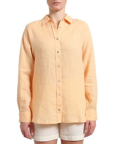 Mavi Long Sleeve Linen Button-up Shirt - Natural