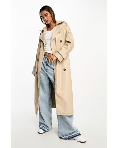 ASOS Faux Leather Trench Coat - White