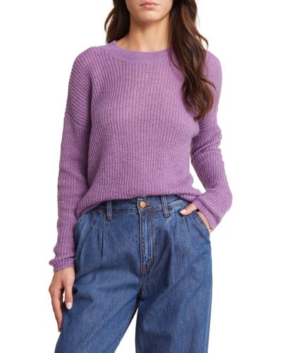 Madewell Ribbed Crewneck Sweater - Purple