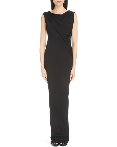 Givenchy Drape Front Open Back Column Gown - Black
