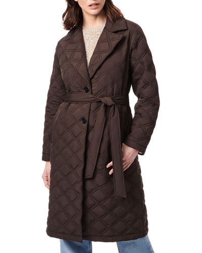 Bernardo Belted Quilted Trench Coat - Brown
