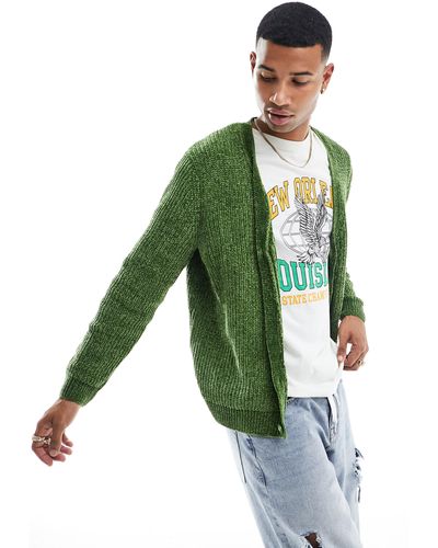 ASOS Relaxed Chenille Cardigan - Green