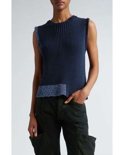 Eckhaus Latta Cinder Cotton Blend Sleeveless Sweater - Blue